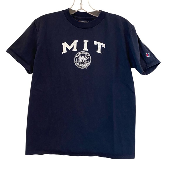 MIT Champion T-Shirt College Graphic Tee Short Sleeve Navy Youth Kid Large 10-12 - Picture 1 of 10